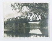 Steam locomotive crossing Neuse River